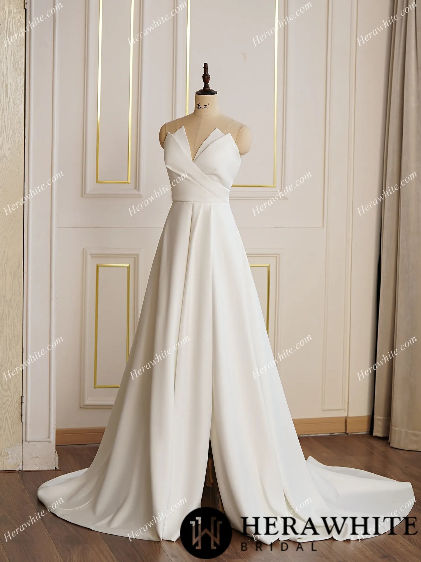 Modern Satin A-line Wedding Dress with Split