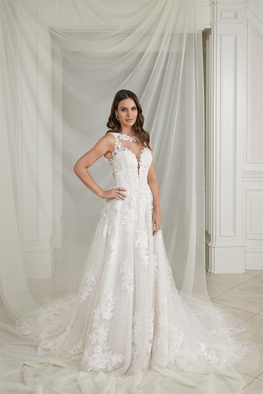 Justin Alexander Lace Cathedral Length Train Bridal Gown