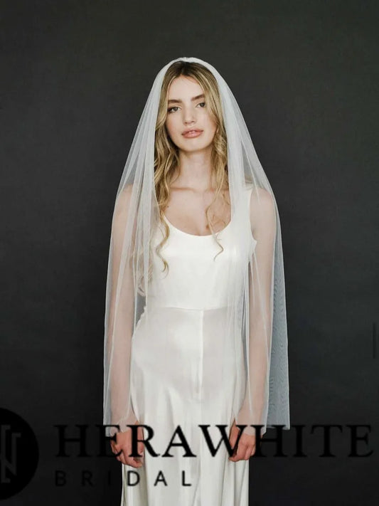 Herawhite Raw Edge Ivory Bridal Veil