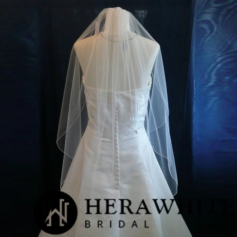 Herawhite Delicate Pipping Edge Wedding Veil