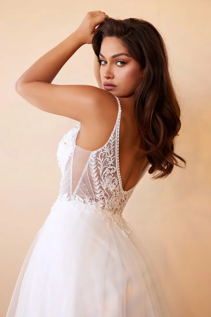 Layered Tulle A-line Bridal Gown with Embellished Lace