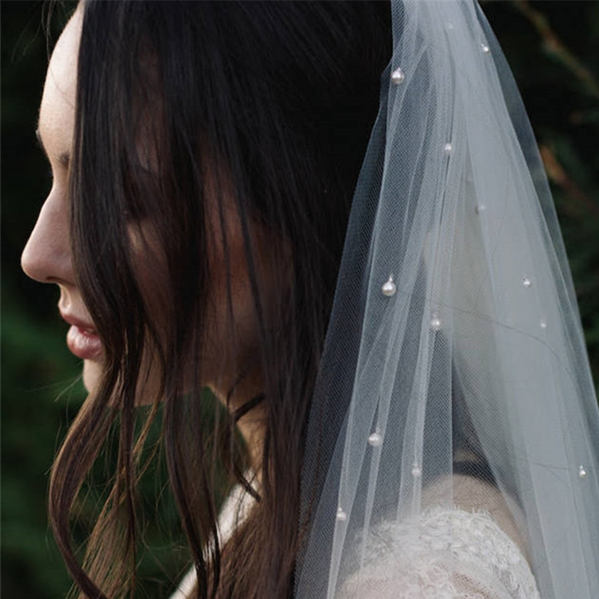 Romantic Pearl Beaded Wedding Veil